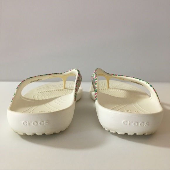 Crocs Ionic Comfort Kadee II White Flamingo Flip Flops Sandals Women's Size 10 - Picture 5 of 16